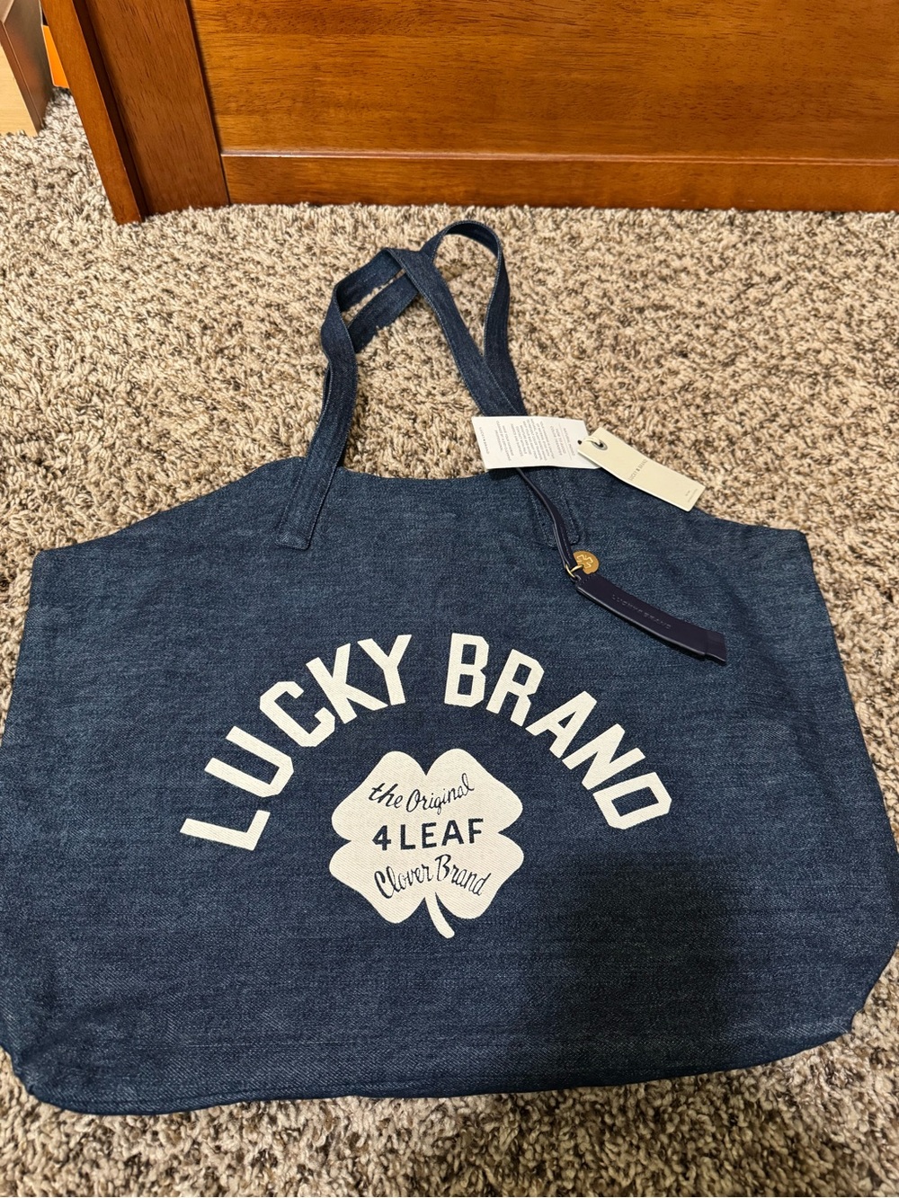 Lucky Brand Navy Denim Logo Tote